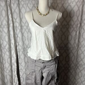 AEIRE White Adjustable Tank Top Size Medium Baby Doll Style Fairy Whimsical ￼￼￼￼